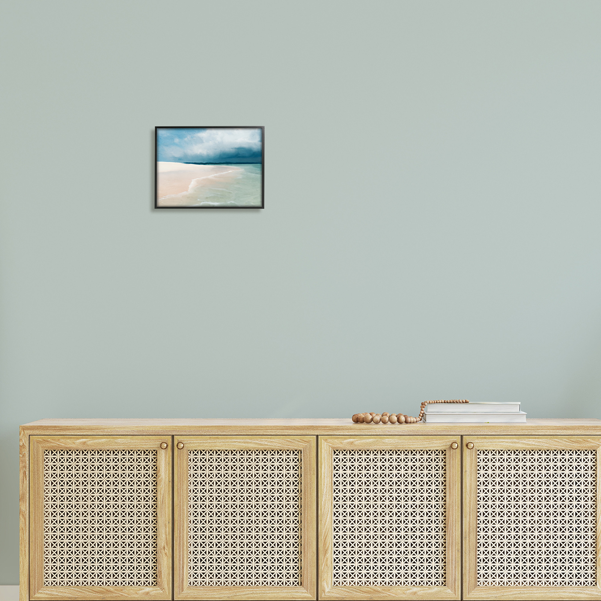Stupell Industries Tranquil Clear Summer Beach Waves Painting Black Framed Art Print Wall Art, Design by Kim Allen