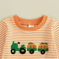 thumbnail image 6 of Pimfylm Toddler Baby Boy Clothes Fall Winter Outfit, 2t Boys Shorts Toddler Baby Boy Halloween Outfit Long Sleeve Pumpkin Tractor Embroidered Knit Sweatshirt And Pants Set, 6 of 8