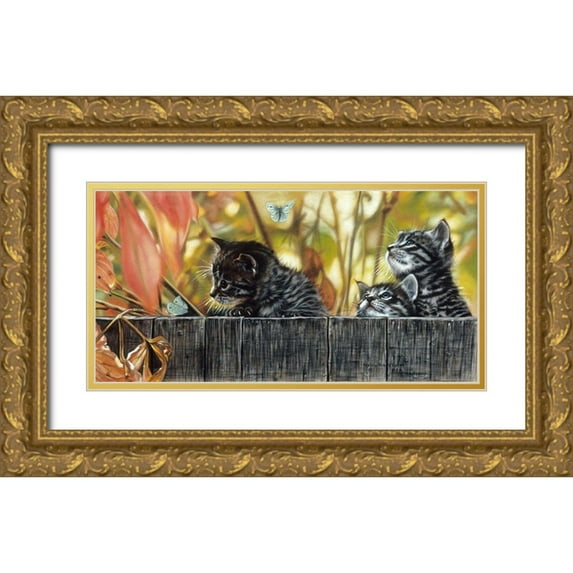 Harrison, Lesley 18x11 Gold Ornate Wood Framed with Double Matting Museum Art Print Titled - Moth Fascination