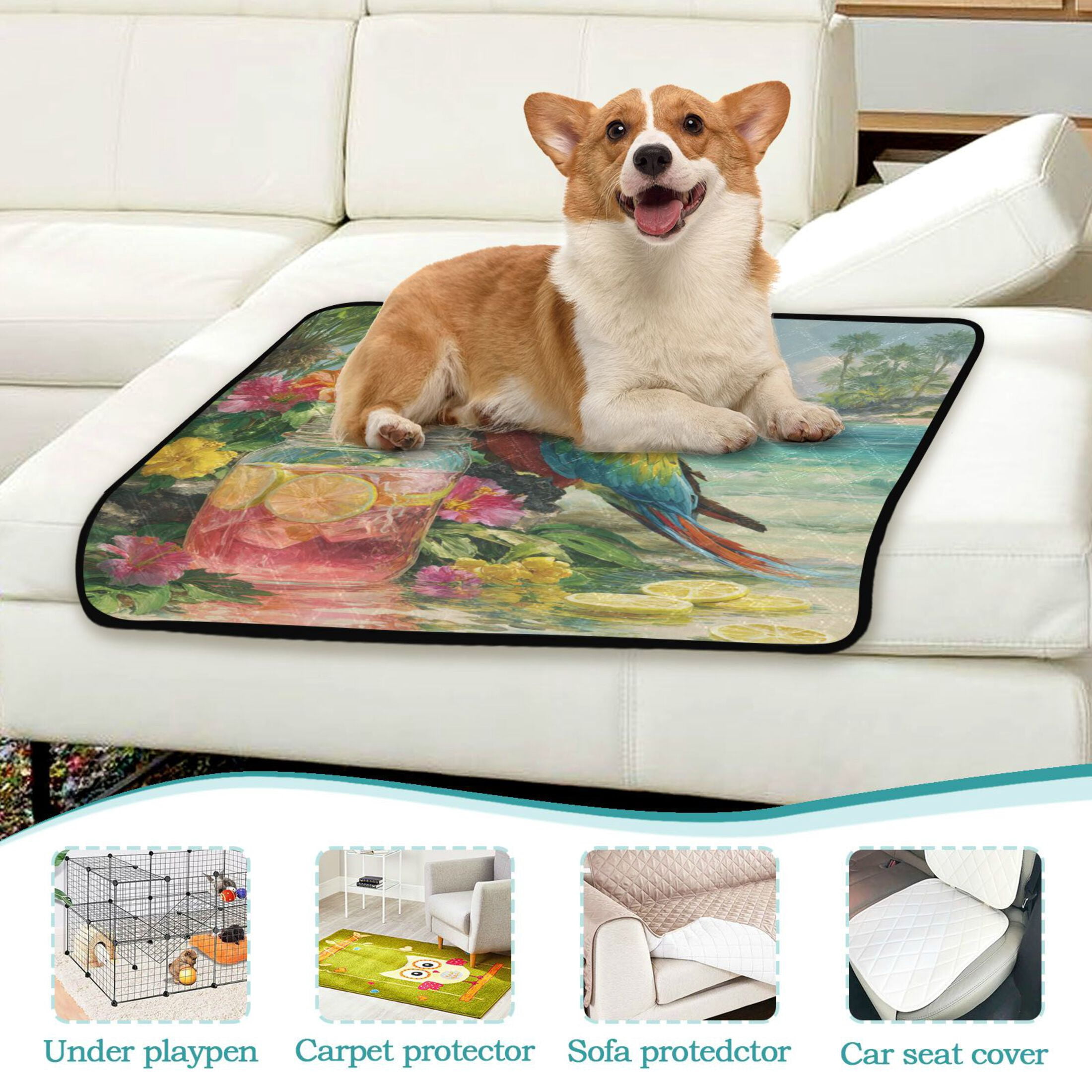 Qxltty Macaw Cat litter Pads Pet Set of 2 Diaper Mats Center Anti-leakage Layer Absorbent Soft and Comfortable