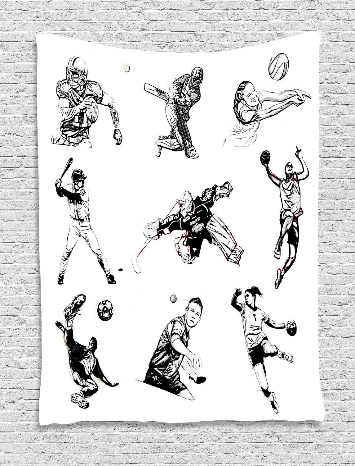Olympics Tapestry Basketball Football Volleyball Cricket Tennis
