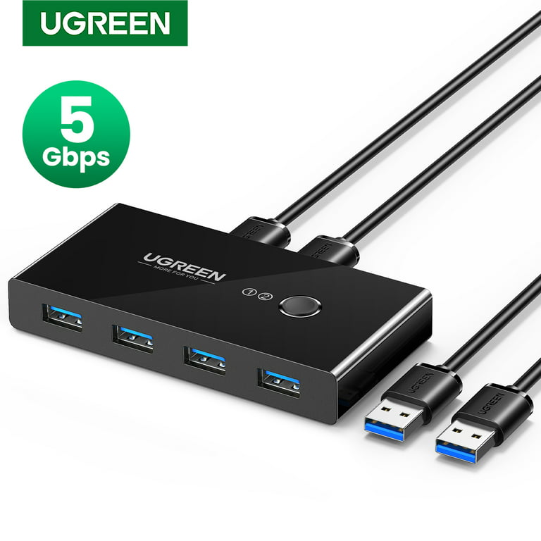 Dele Skov hykleri UGREEN USB Switch Selector 2 Computers Sharing 4 USB Devices USB 2.0  Peripheral Switcher Box Hub with 2 Pack Cables Black - Walmart.com