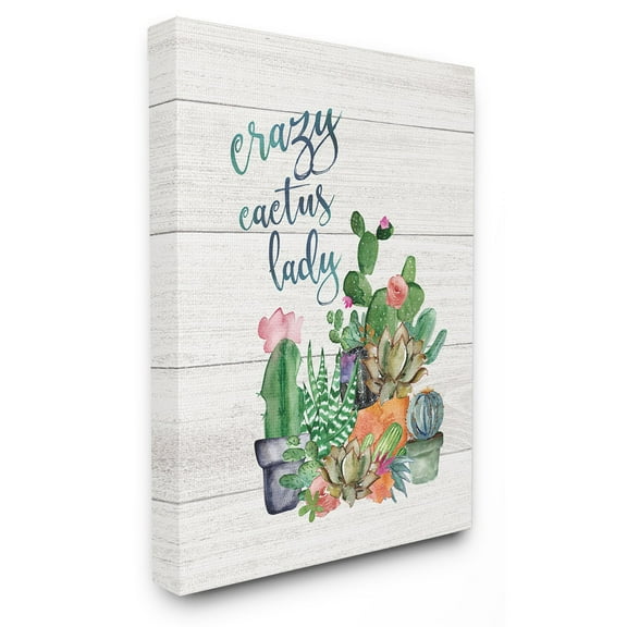 The Stupell Home Decor Collection Crazy Cactus Lady Wall Art