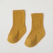 Baby Socks Double Needle Mid Calf Solid Color Boys Girls Children’s Socks, 3-5 Years, Yellow