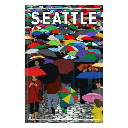 Umbrellas - Seattle, WA, c.2009 Print Wall Art By Lantern (Best Sandwiches Seattle Wa)