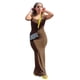 thumbnail image 2 of Qarigey larga Vestido ajustado Ropa de fiesta Cami Correas Sin mangas Piel multicolor Cierre Multiusos Atractivo Vestidos Marrón/XXL, 2 of 6