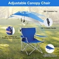 thumbnail image 6 of TeqHome Camping Chair with Canopy Shade Folding Beach Chair Support 220lbs with Adjustable Arm Cup Holder Detachable Umbrella Blue, 6 of 10