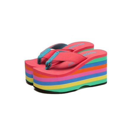 

Daeful Womens Ladies Summer Flip Flops Shoes Slip On Platform Wedge Opened Toe Slippers