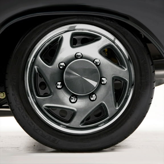 Set of Four 16" Silver w/Chrome Hubcap Wheel Covers for 96-12 Ford Van (Push-on)