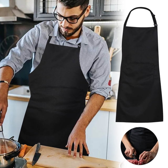 Kitchen Apron with Adjustable Long Band for Cooking Baking Barbecue Restaurant Use