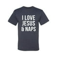 thumbnail image 2 of Wild Bobby, I Love Jesus & Naps Inspirational/Christian Men Graphic Tee, Vintage Heather Navy, 4X-Large, 2 of 6
