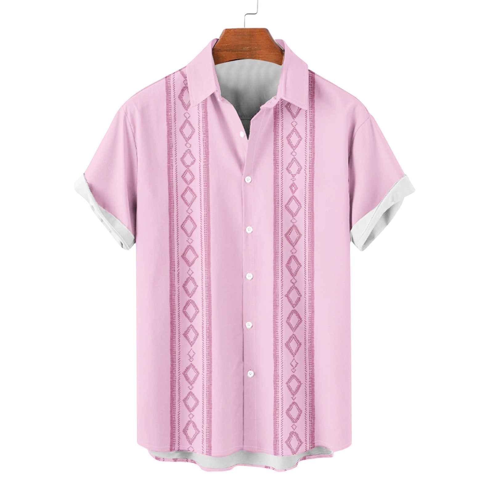 ZCFZJW Cuban Guayabera Shirts for Men Vintage Striped Printed