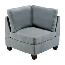 Remy 32 Inch Modular Corner Sofa Chair- Soft Gray Chenille- Solid Wood