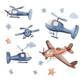 thumbnail image 2 of Adhesivos de pared con dibujos animados de aviones, helicópteros, nubes, estrellas,, 2 of 3