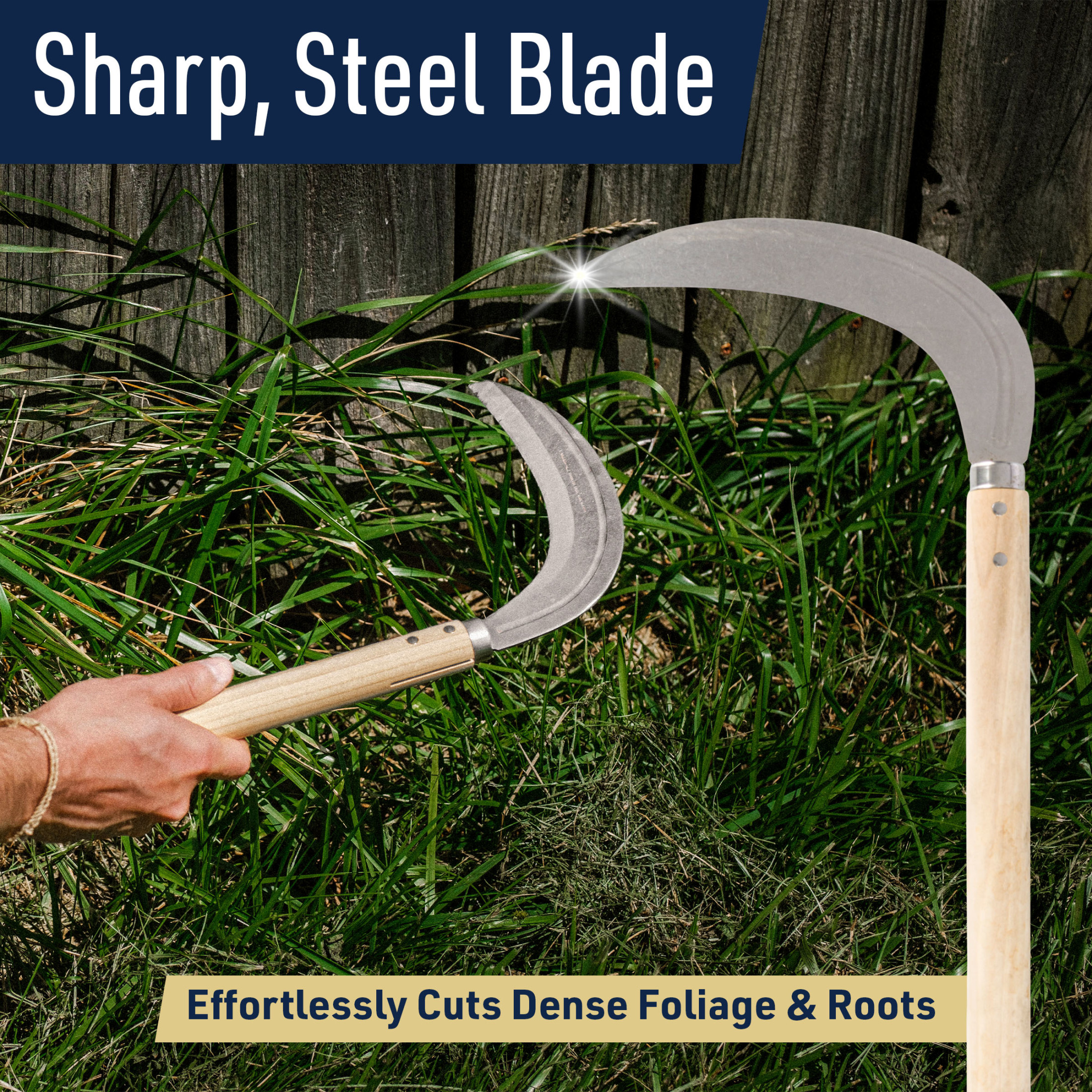 Kings County Tools Japanese Weeding Sickle Knife - 29” Long Handled Hand Sickle Garden Tool