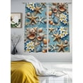 thumbnail image 4 of Summer Beach Sheer Curtains 63 Inch Long 2 Panels, Coastal Starfish Conch Shells Flower Blue Wood Light Filtering Rod Pocket Curtains, Sheer Voile Drapes for Living Room Bedroom, 52"x63", 4 of 8