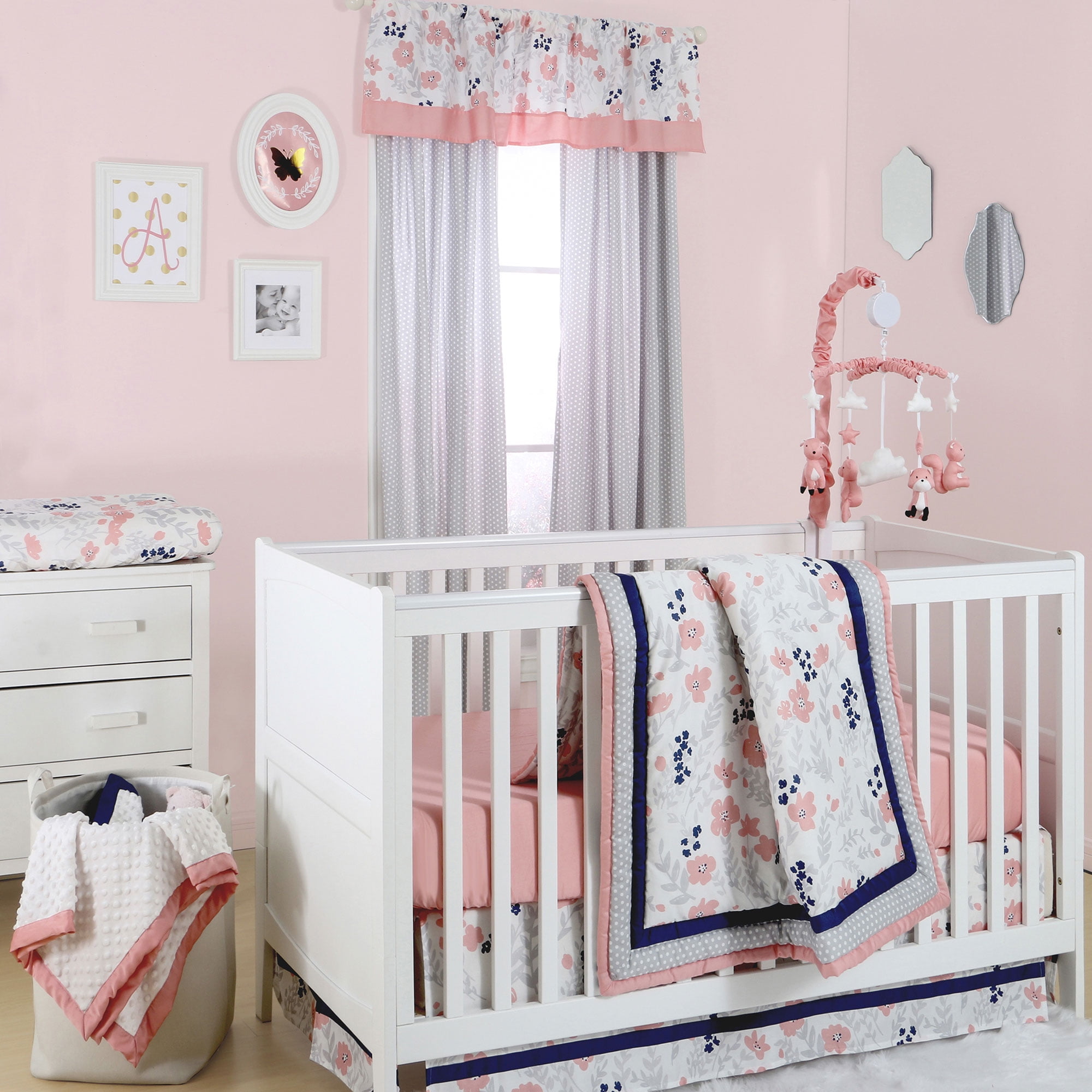navy girl crib bedding