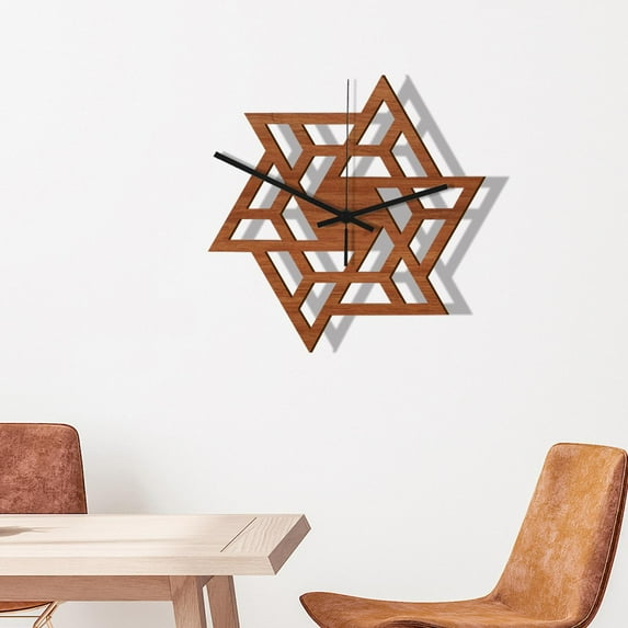 30cm Decor Silent Large Geometric Modern Art Wood Wall Clock Wall Hanging Watch Triangle