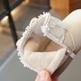 thumbnail image 6 of Girls Snow Boots Sweet Lace Bowknot Round Toe Leather Flat Shoes Warm Furry Lined Casual Kids Winter Princess Dress Booties 4.5 Toddler Beige, 6 of 7