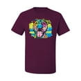 thumbnail image 2 of Cute Happy Smiling Dog Rainbow Pitbull Dog Lover Men's Graphic T-Shirt, Maroon, 4XL, 2 of 3