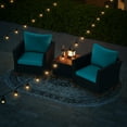 thumbnail image 4 of Patiojoy 3 Piece Patio Wicker Sofa Set Outdoor Rattan Furniture Set with Side Table Turquoise, 4 of 9