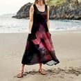 thumbnail image 3 of Women Summer Sleeveless Casual Dress Colorful Printed Pocket Beach Vacation Dress Womens Dresses with Short Sleeves Summer Dresses Petite Women Womens Loose Dress Short Sleeve Maxi Dress for Women, 3 of 5