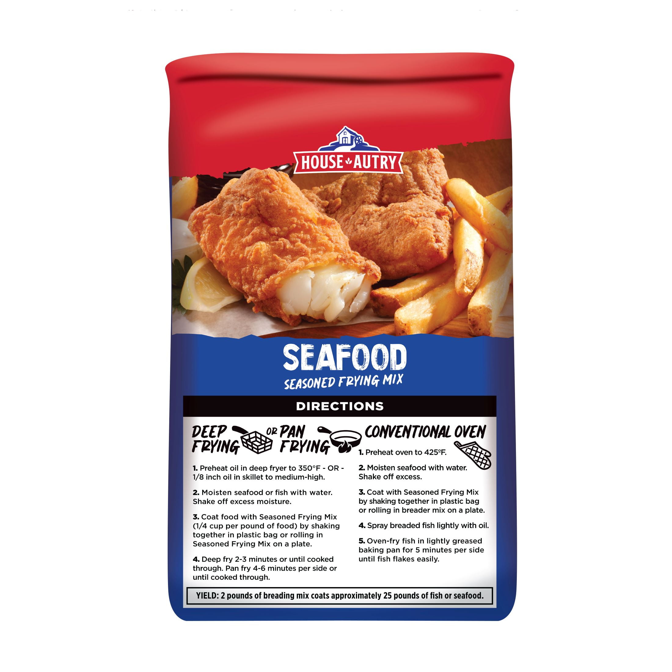 House Autry Seafood Seasoned Breading Mix 32z Crispy Coatings & Batters Frying Mix