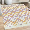 thumbnail image 1 of Chevron Decorative Rug, Vintage Overlapping Zigzag Lines Thin and Thick Stripes Old Classical, Quality Carpet for Bedroom Dorm and Living Room, 6 Sizes, Apricot Lilac, by Ambesonne, 1 of 4