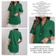 thumbnail image 5 of Top de manga corta con botones, camiseta informal con botones y cuello en V de color puro a la moda para mujer, para uso diario, verde S, 5 of 6