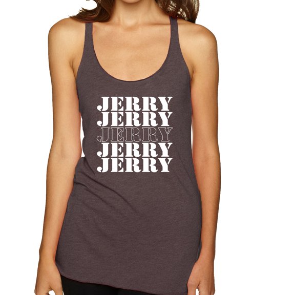 Wild Bobby Jerry Springer 90's TV Talk Show Host Jerry Jerry Chant Famous People Tri-Blend Racerback Tank Top, Brown, Small