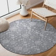 thumbnail image 3 of My Magic Carpet 6' Round Machine Washable Non-Slip Stain-Resistant Area Rug - Kalini Floral Grey, 3 of 6