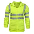 thumbnail image 2 of Hinvhai High Visibility Safety Workwear for Men Hi-Vis Reflective Hooded Sweatshirts Hoodie Pullover for Construction Green M(M), 2 of 6