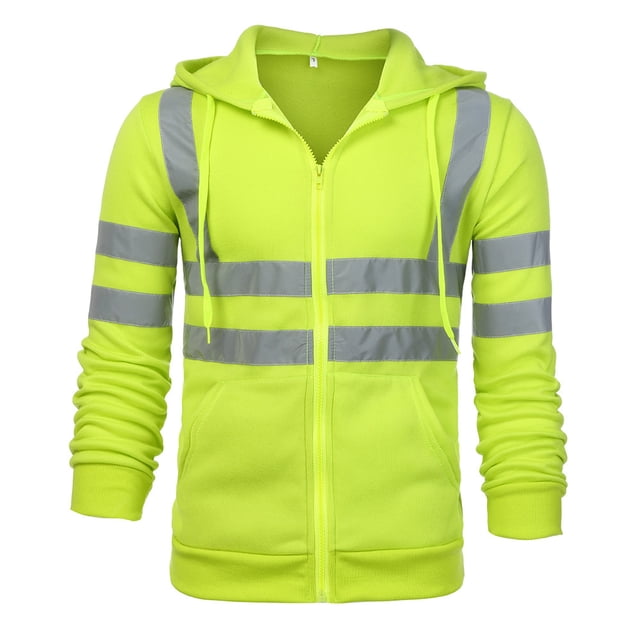 QIPOPIQ Reflective Hi Vis Winter Jacket, Safety Yellow Jackets for Men, High Visibility Work Construction Jackets Clearance