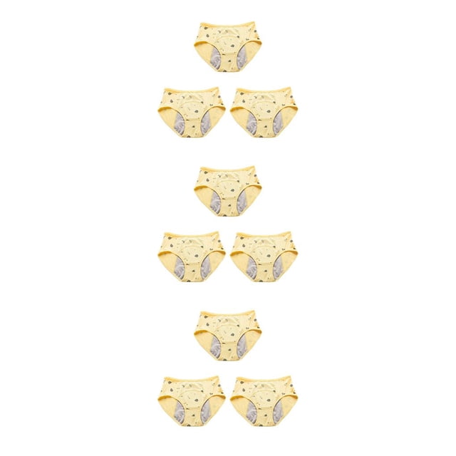 Minnieouse Lovely Child Girls' Period Ropa interior menstrual fisiológica Calzoncillos Lencería Hija Adolescente Amarillo Type1 NO1