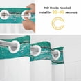 thumbnail image 5 of Summer Coastal No Hook Shower Curtain with Snap in Liner Beach Slippers Starfish Flower Teal Wood Grain Waterproof Bathroom Shower Curtain with See Through Top Window for Bathtub 54" x 78", 5 of 9