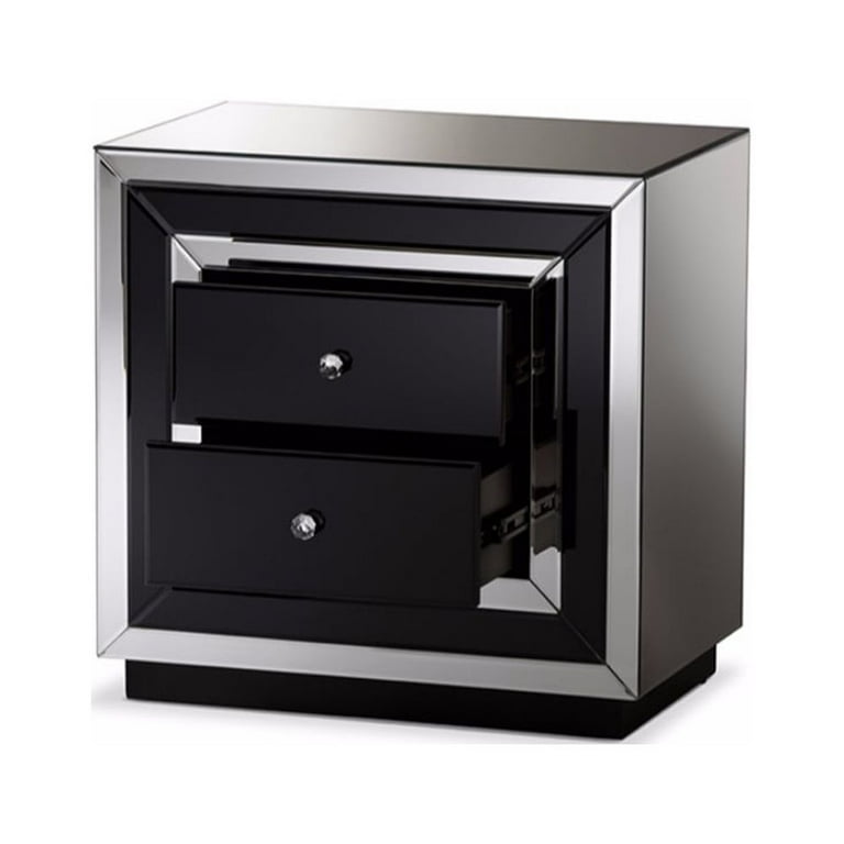 Baxton Studio Cecilia Hollywood Regency Glamour Style Mirrored 2-Drawer Nightstand Baxton Studio Cecilia Hollywood Regency Glamour Style Mirrored 2-Drawer Nightstand