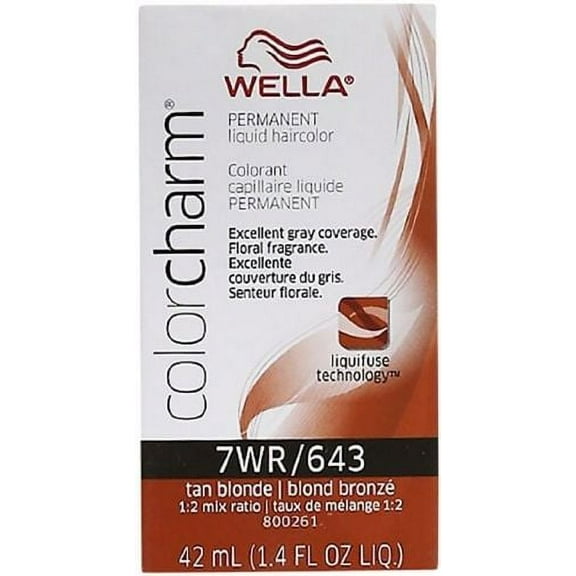 Wella Color Charm Permanent Liquid Haircolor, 643/7WR Tan Blonde, 1.4 Oz