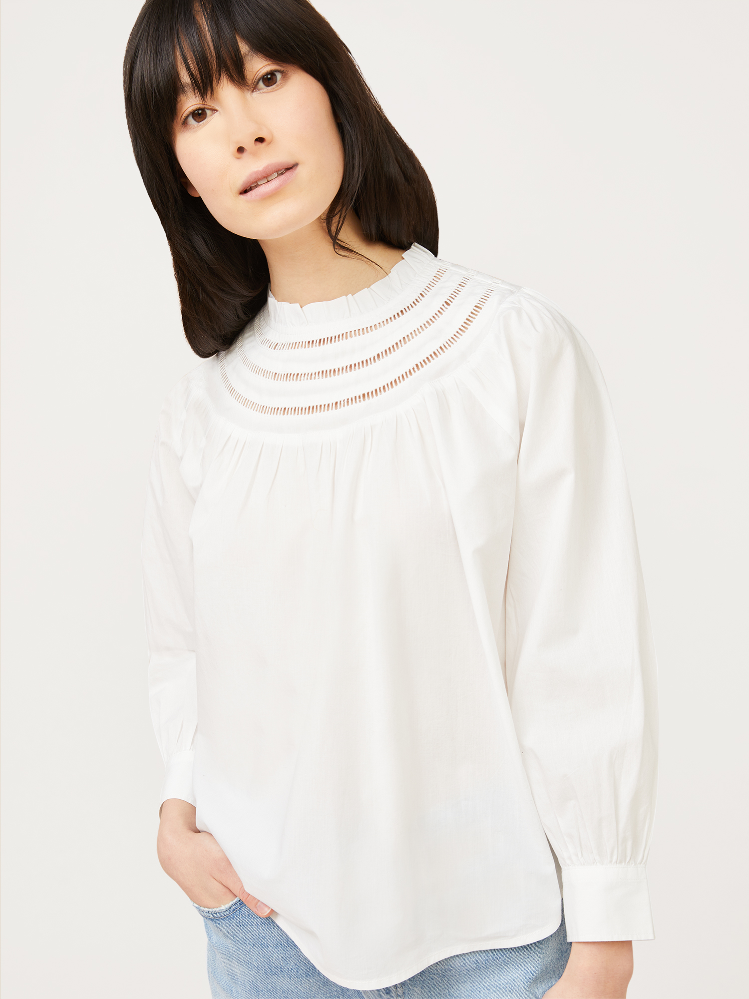 ruffle mock neck top