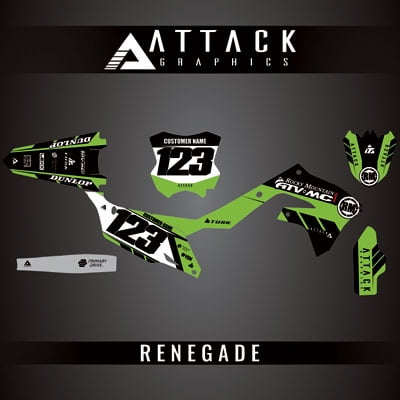 Attack Graphics Custom Renegade Complete Bike Graphics Kit for Kawasaki KX250 2024