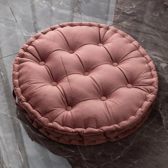 Round Floor Pillow, Large Floor Seat Cushion, 23.6 Inch Floor Pillows Seating for Adults, 4 Inch Soft Thick Meditation Cushion with Handle for Yoga Living Room Tatami, Pink