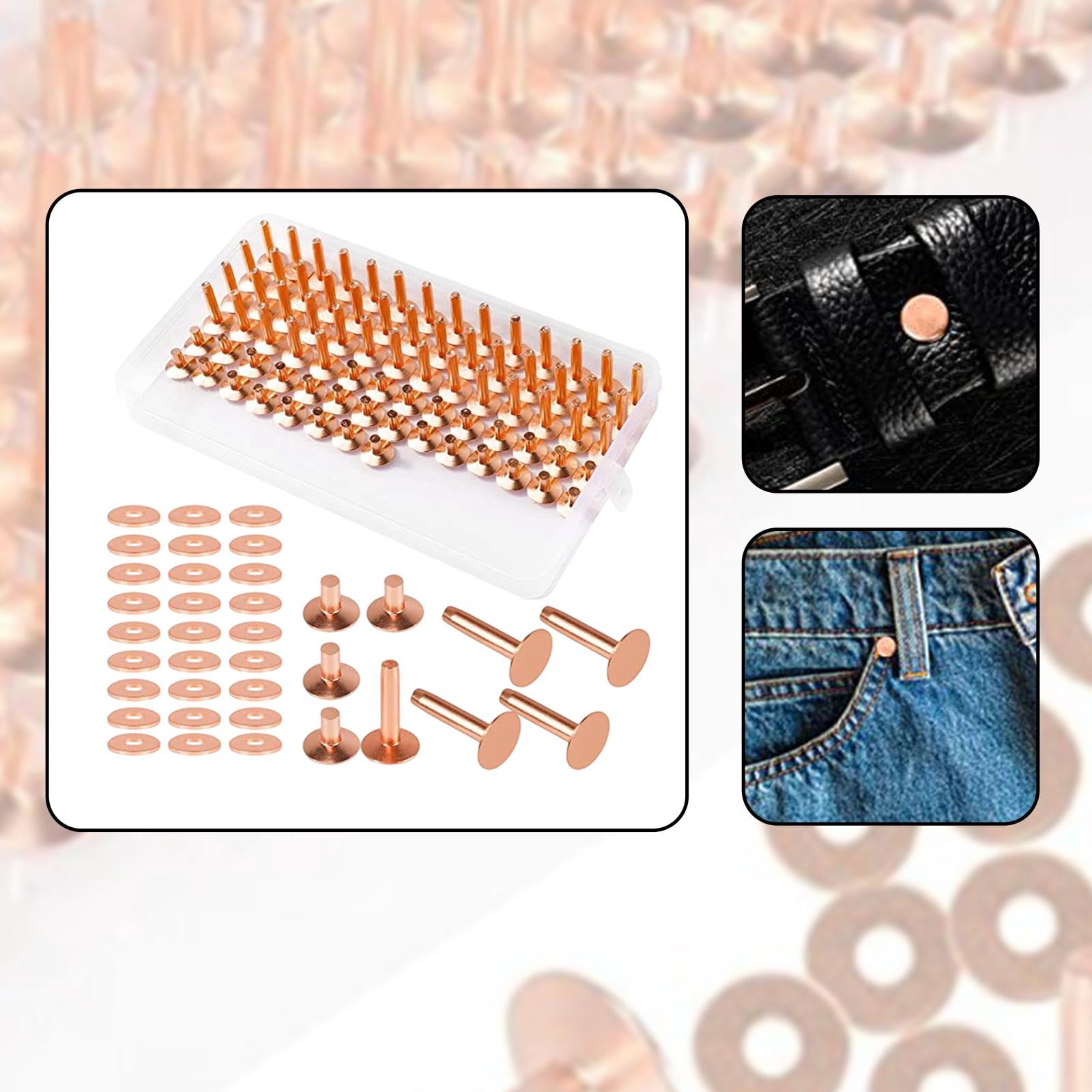 GUOOL Rivets for Leather Burrs Washers without Pattern Smooth Rivet Setting Tool Fastener Kit for Clothing Belts Strap Jeans Jacket