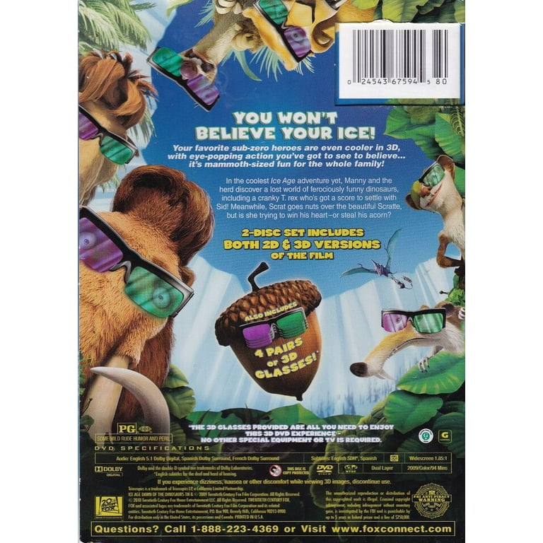 Ice Age Dawn of the Dinosaurs 2D & 3D 2-disc set (DVD) plus