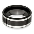 thumbnail image 6 of Edward Mirell Titanium Black Ti & Sterling Silver Inlay 9mm Band, 6 of 8