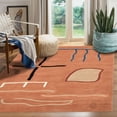 thumbnail image 5 of Teppich Homes Cozy Peach Wool Area Rug 5x7 - Geometric Pattern Tufted Carpet for Hallway And Living Room, 5 of 6