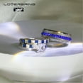thumbnail image 4 of Adjustable size His and Hers Wedding Ring Sets Couples Rings Sterling Silver Blue Square Moissanite Wedding Engagement Ring Bridal Sets Men's Titanium Wedding Band, 4 of 10
