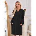 thumbnail image 4 of Women'S Autumn and Winter Loose V-Neck Pocket Casual Long Sleeve Home Clothes Dress with Pockets, 4 of 9