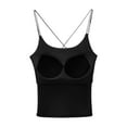 thumbnail image 2 of Womens Spaghetti Strap Camisole Tops Built in Bra Seamless Padded Sleeveless Cross Back Sexy Crop Yoga Tanks Vest (X-Large, Black), 2 of 3