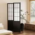 thumbnail image 3 of Room Divider, 66.9Inch Tall Japanese Shoji Style Folding Wood Screen with Double Hinges for Home Office Bedroom Hotel Decoration (4Panels, Black), 3 of 8