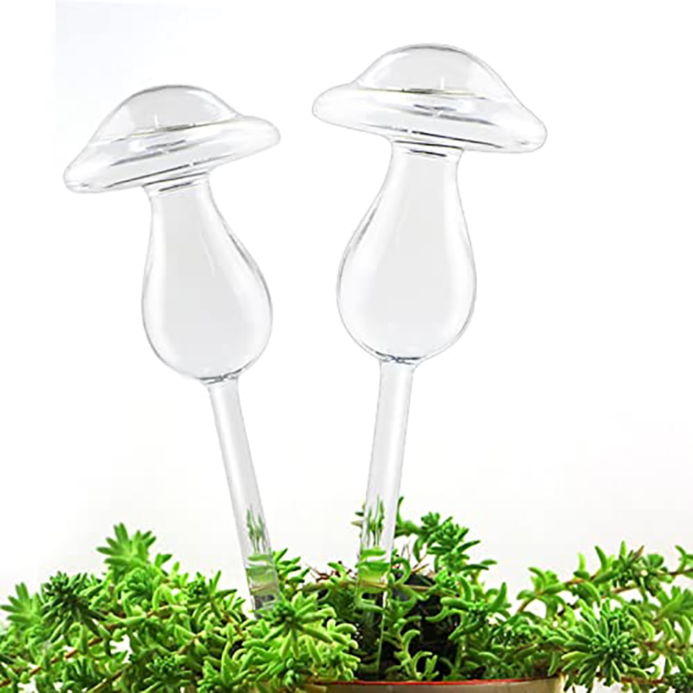 4 Pack Plant Watering Globes Cute Self Watering Bulbs Colorful Glass Self Watering Globes Decorative Mushroom Design Self Watering Spikes Automatic Plant Waterer for Indoor and Outdoor Plants 