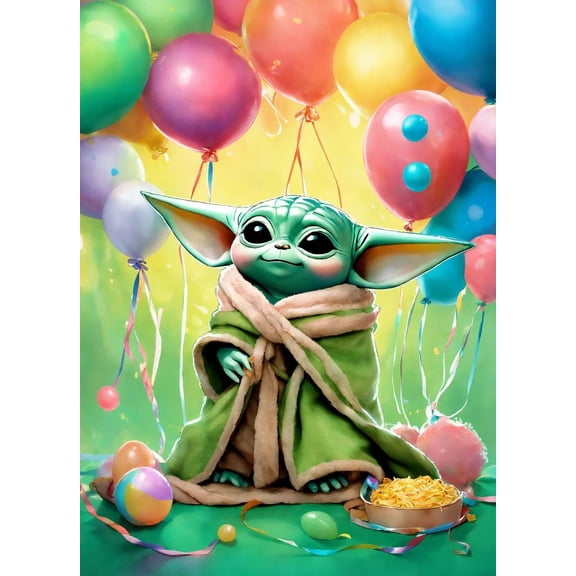 Master Yoda DIY 5D Diamond Painting Art Kits for Adults Balloon Diamond Painting Round Drill Art Craft Kits for Home Wall Decor Gifts 12x16 inch